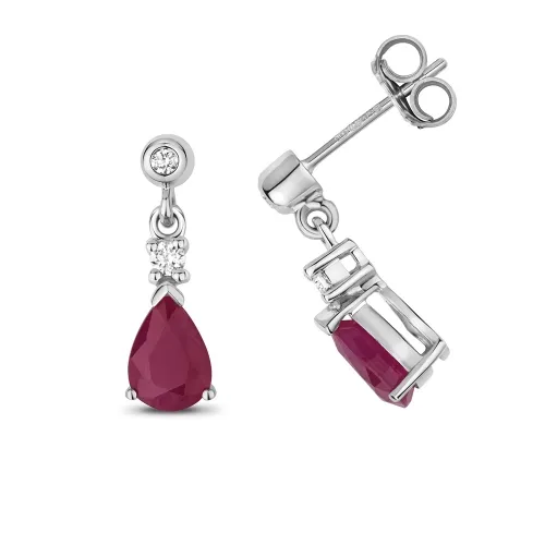 Ruby Drop Earrings White Gold